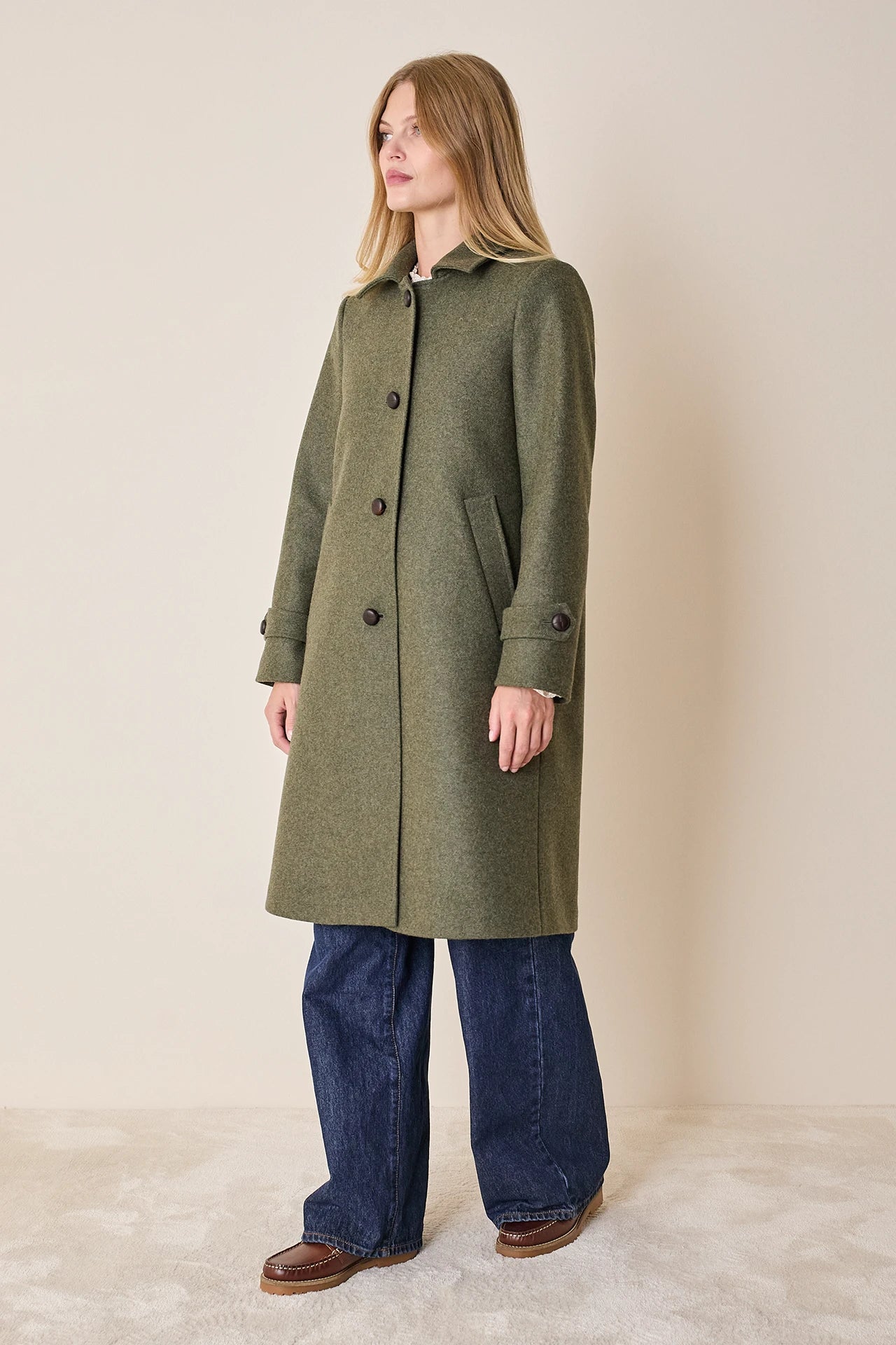 Loden-style virgin wool coat