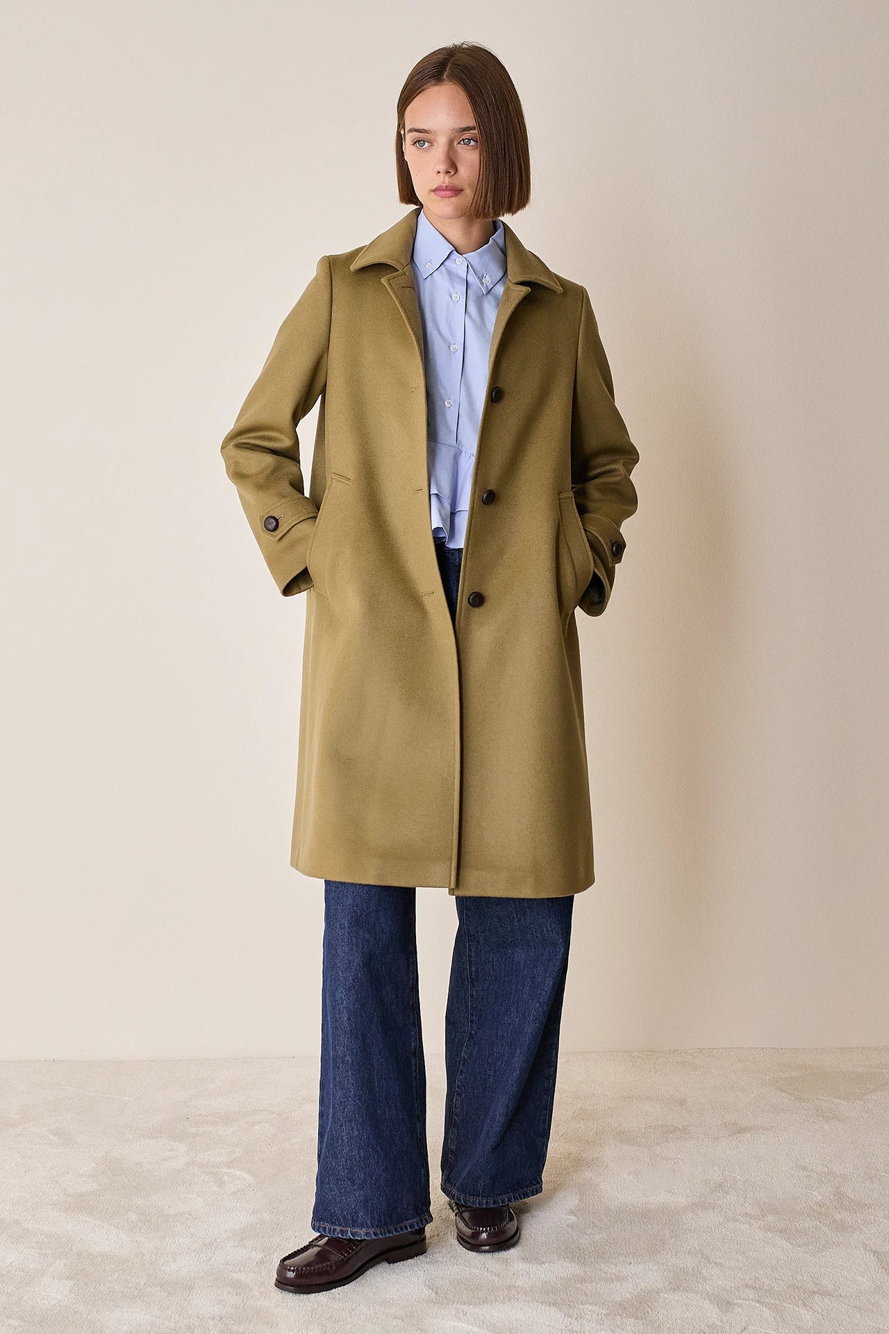 Loden-style wool and cashmere coat