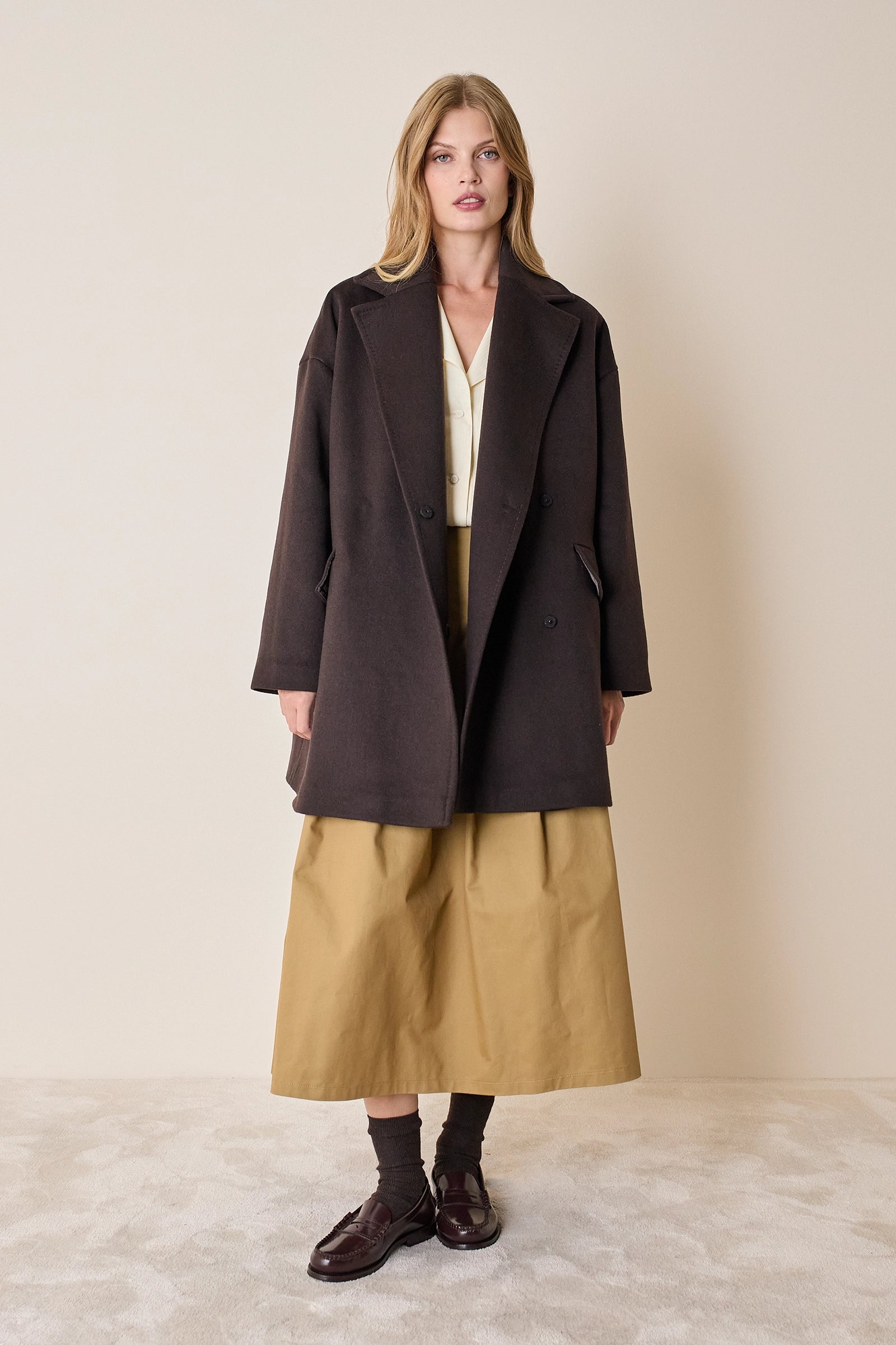 Double-breasted cashmere coat