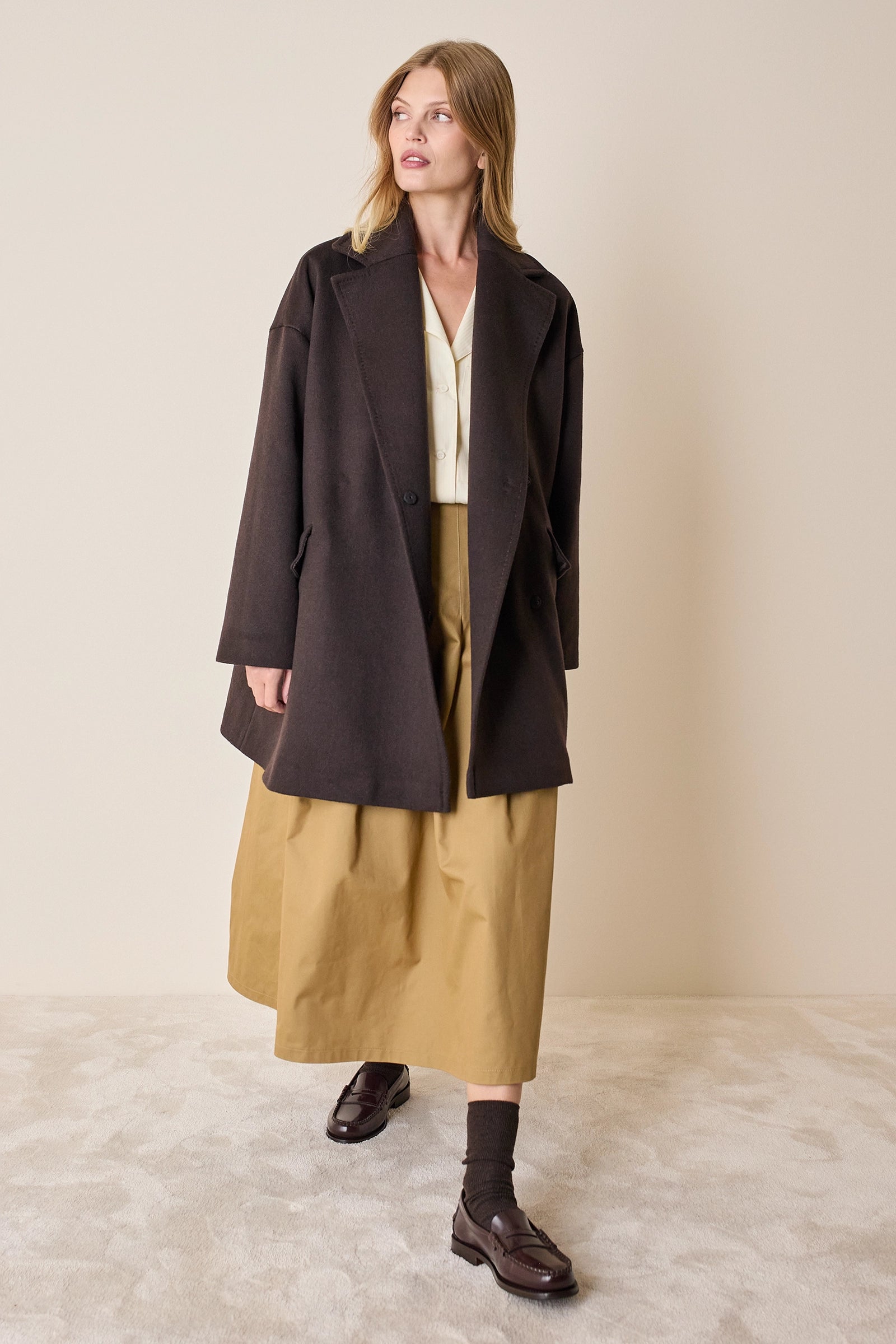 Double-breasted cashmere coat