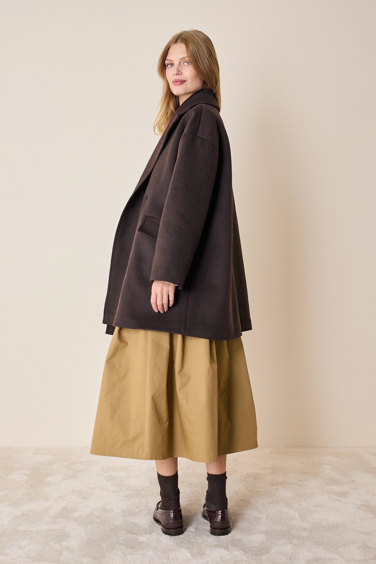 Double-breasted cashmere coat