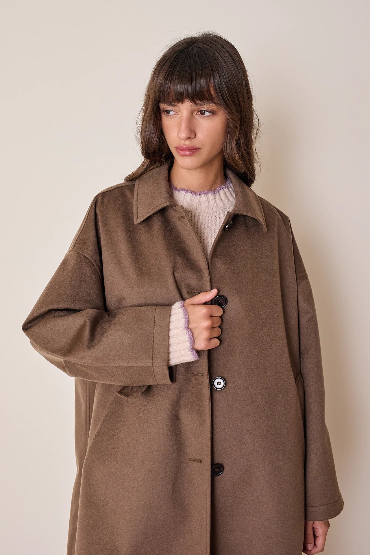 Cappotto in cashmere con interno spalmato
