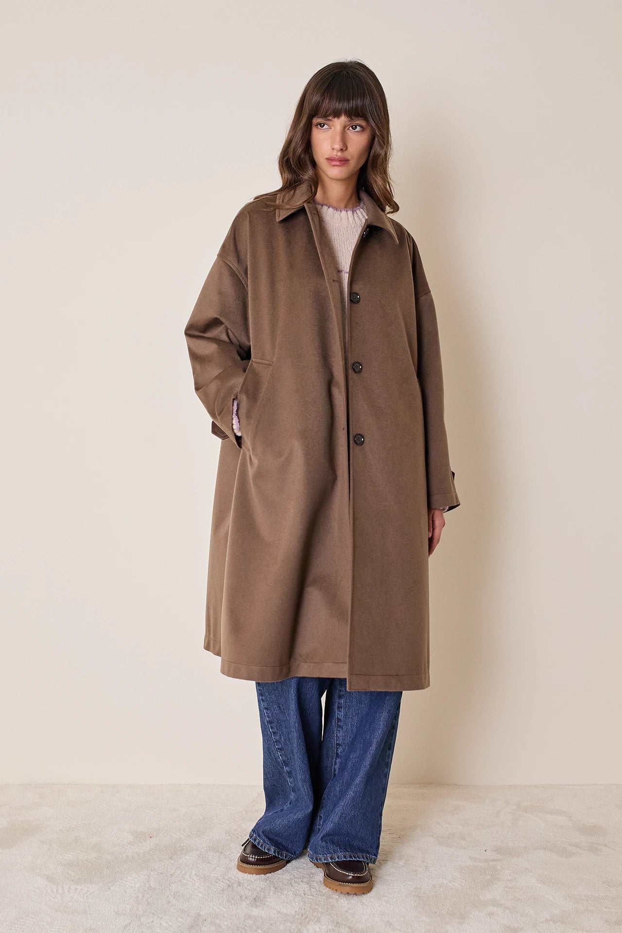 Cappotto in cashmere con interno spalmato
