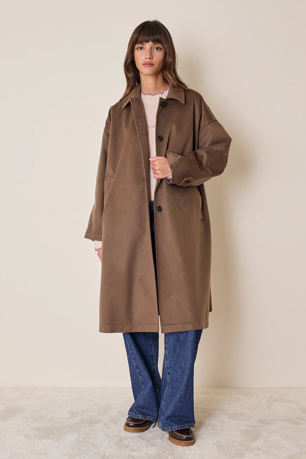 Cappotto in cashmere con interno spalmato