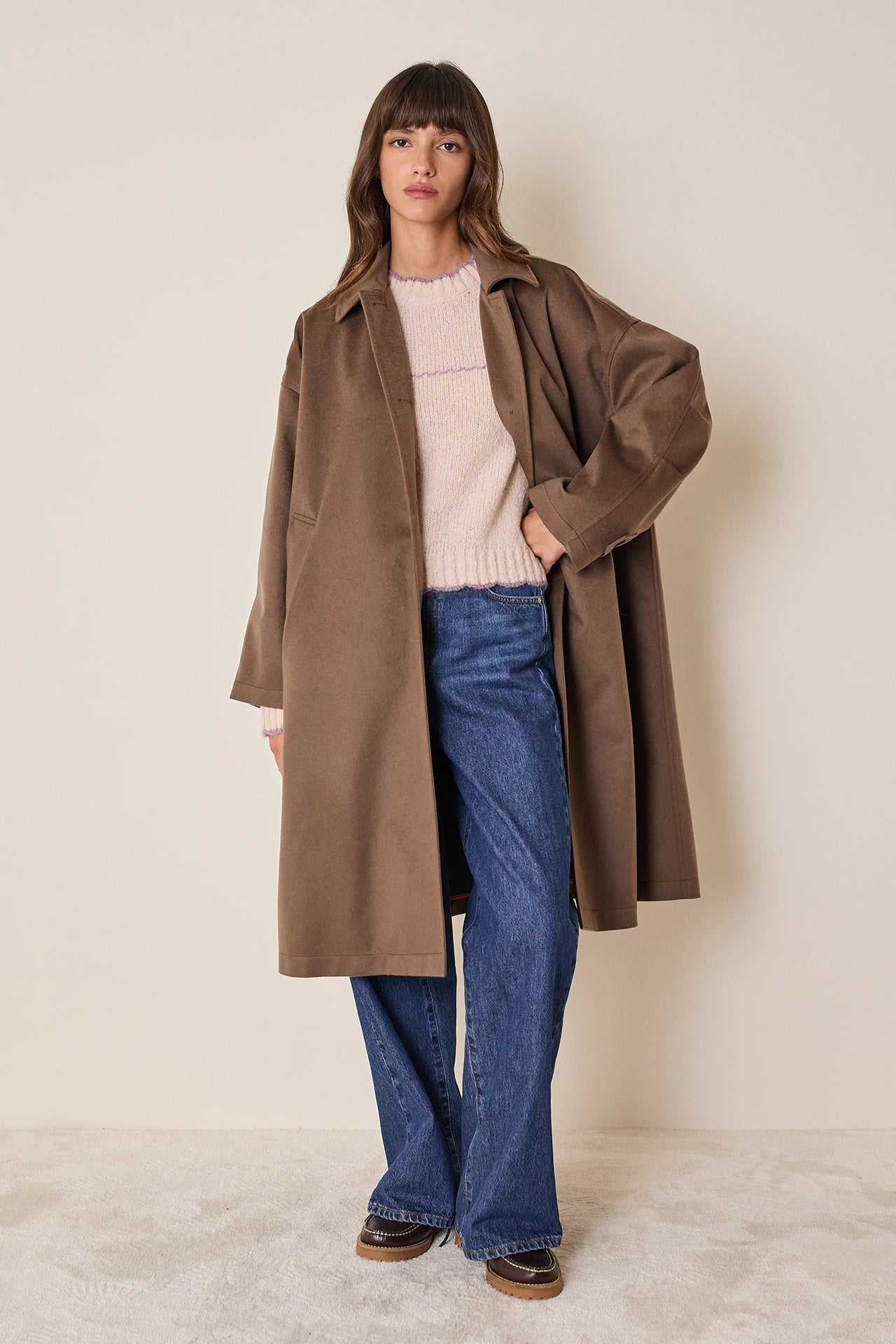 Cappotto in cashmere con interno spalmato