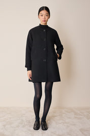 Wool round-neck coat