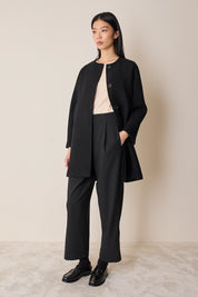 Wool round-neck coat