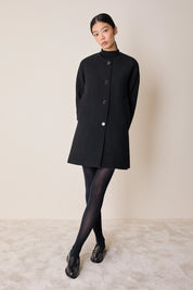 Wool round-neck coat