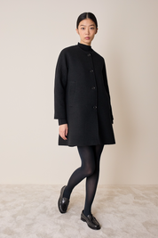 Wool round-neck coat