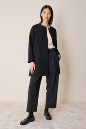 Wool round-neck coat