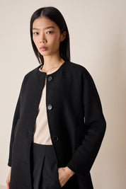 Wool round-neck coat