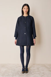 Wool round-neck coat