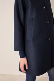 Wool round-neck coat