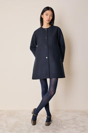 Wool round-neck coat