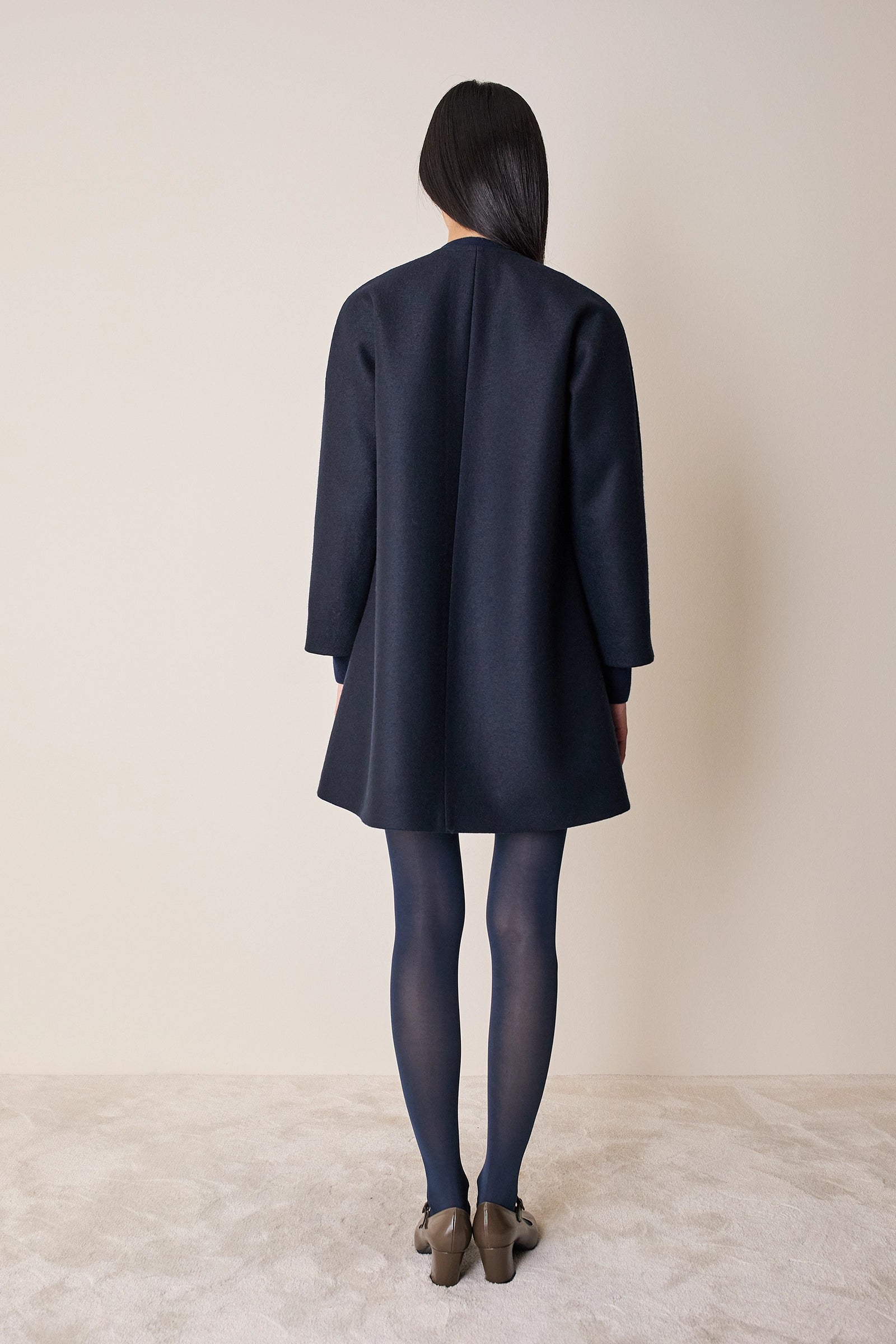 Wool round-neck coat