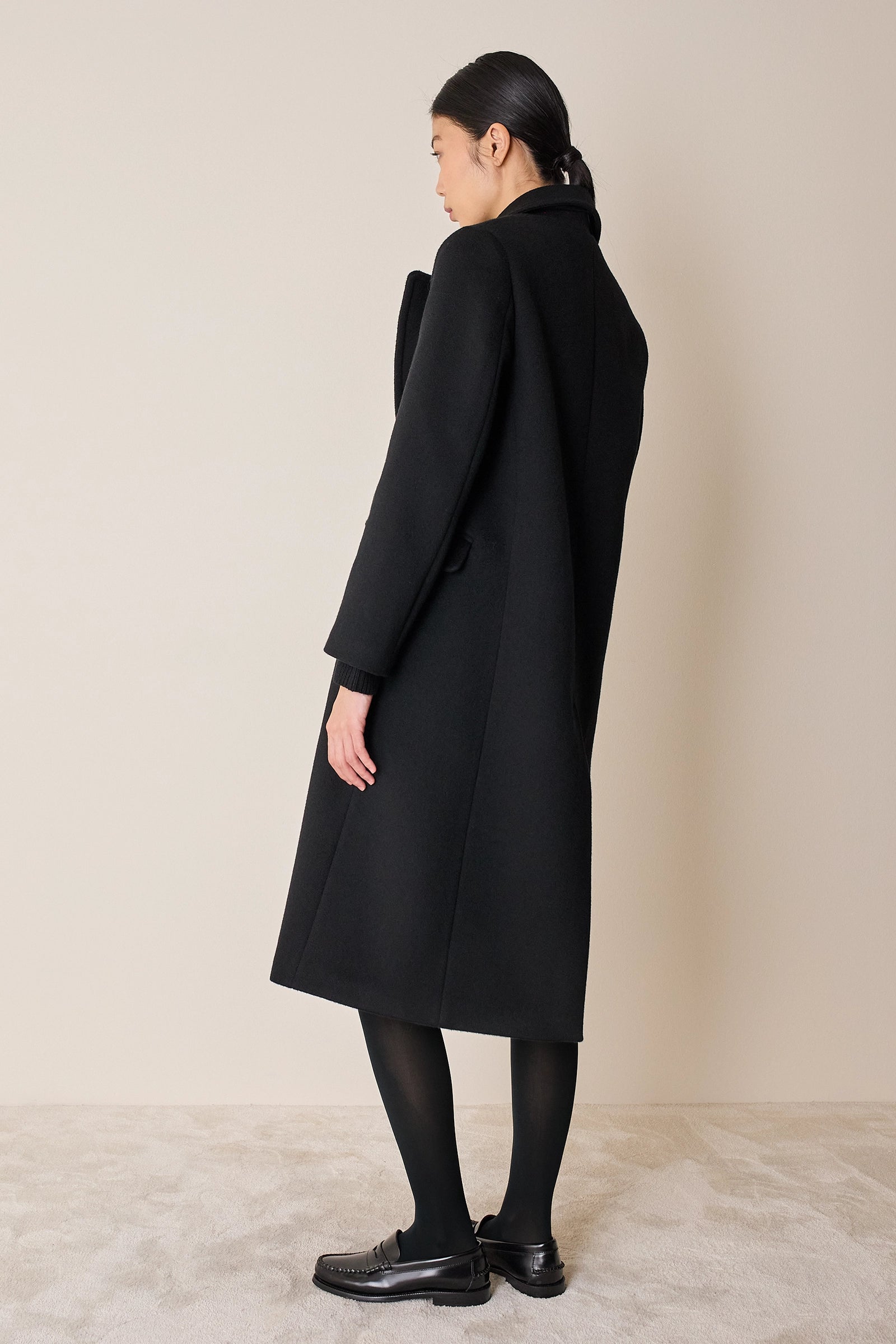 Cappotto lungo doppiopetto in lana e cashmere