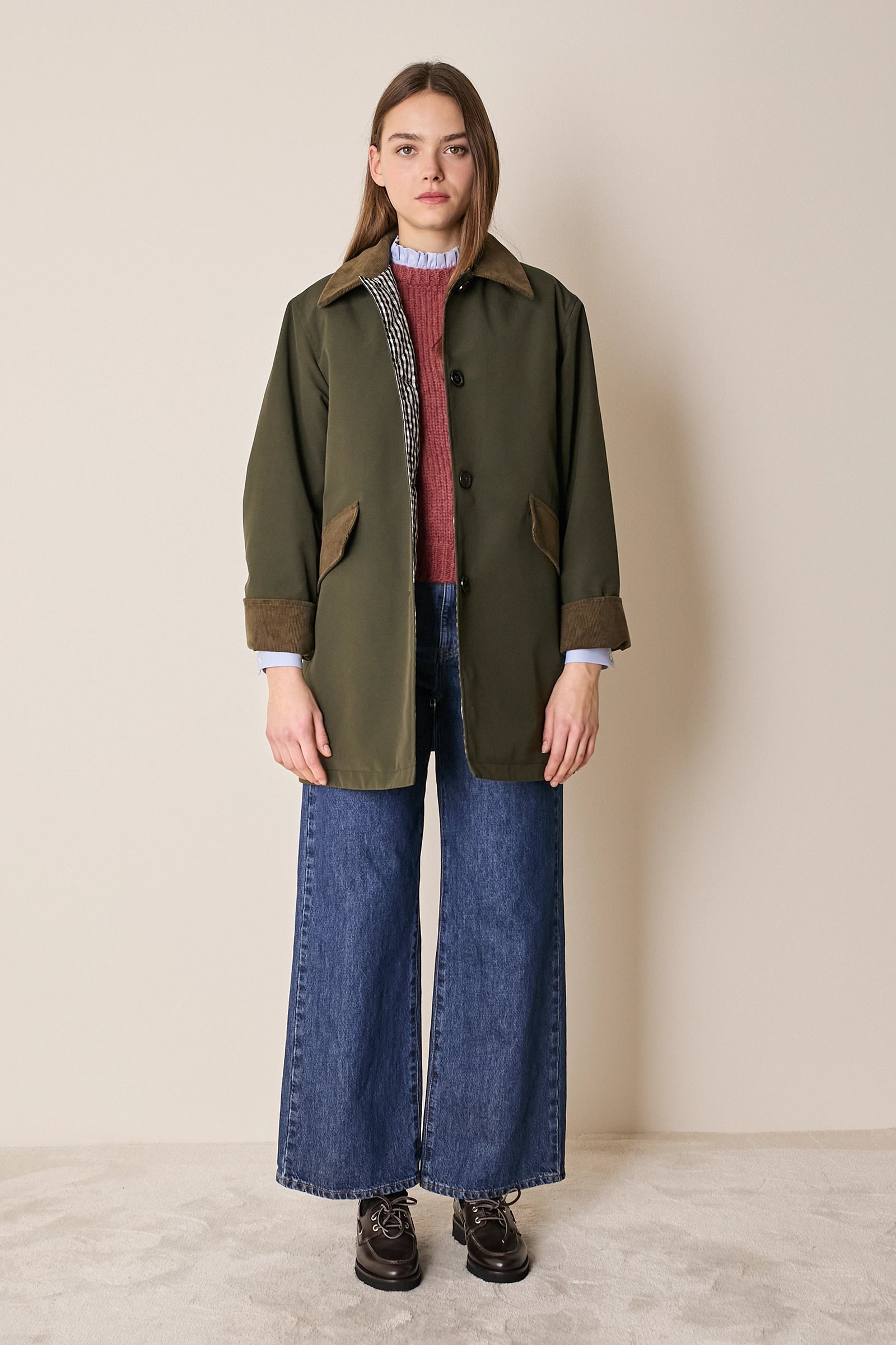 Giacca imbottita con colletto in velluto