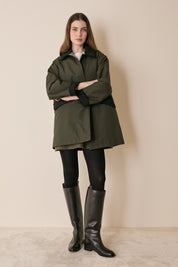 Padded overcoat with corduroy details