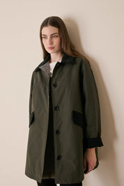 Padded overcoat with corduroy details