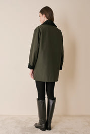 Padded overcoat with corduroy details