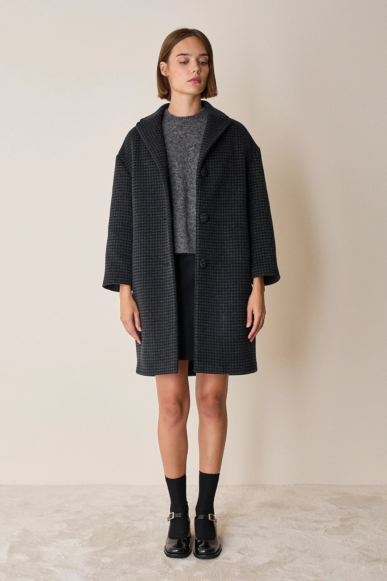 Cappotto a uovo in lana e cashmere