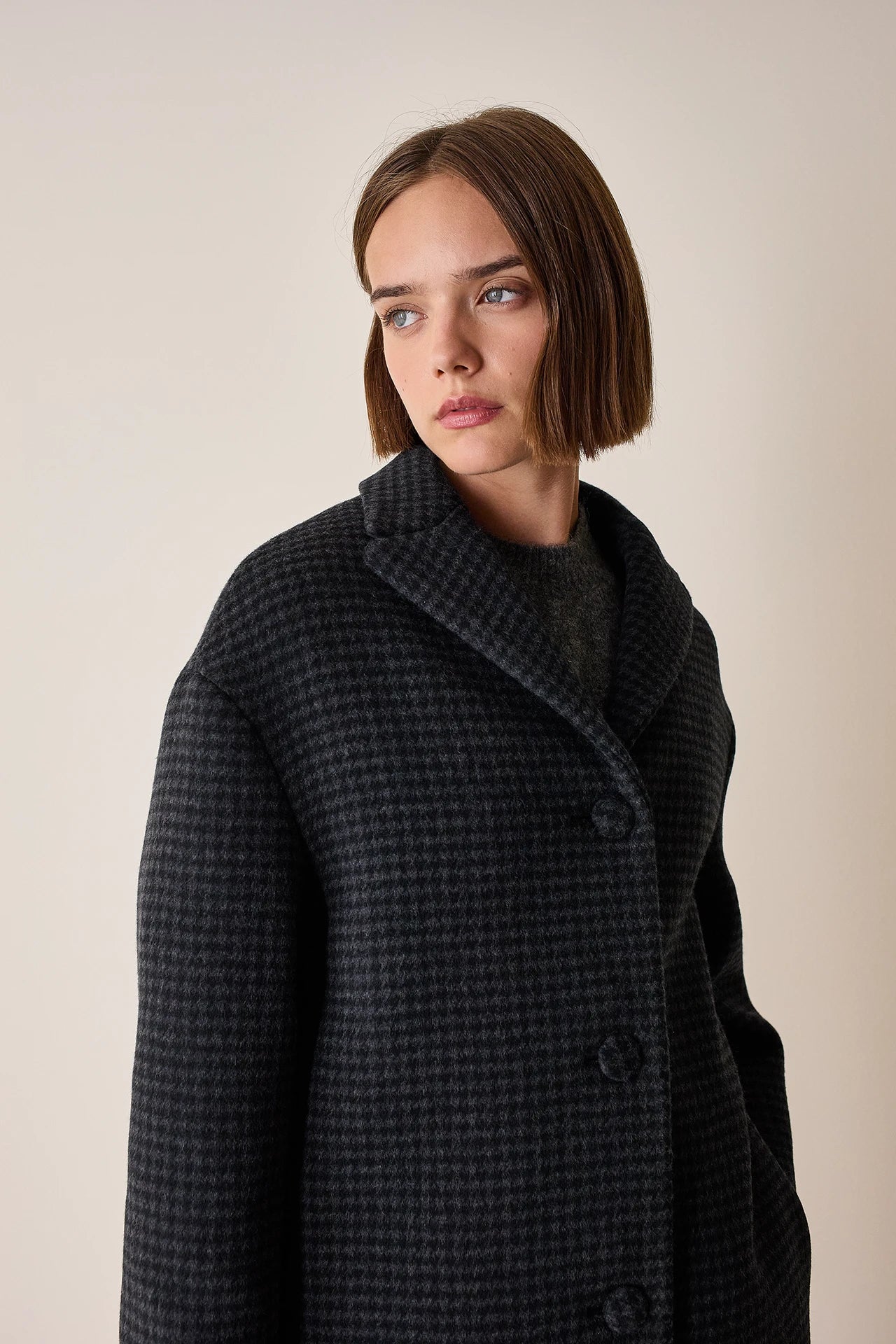Cappotto a uovo in lana e cashmere