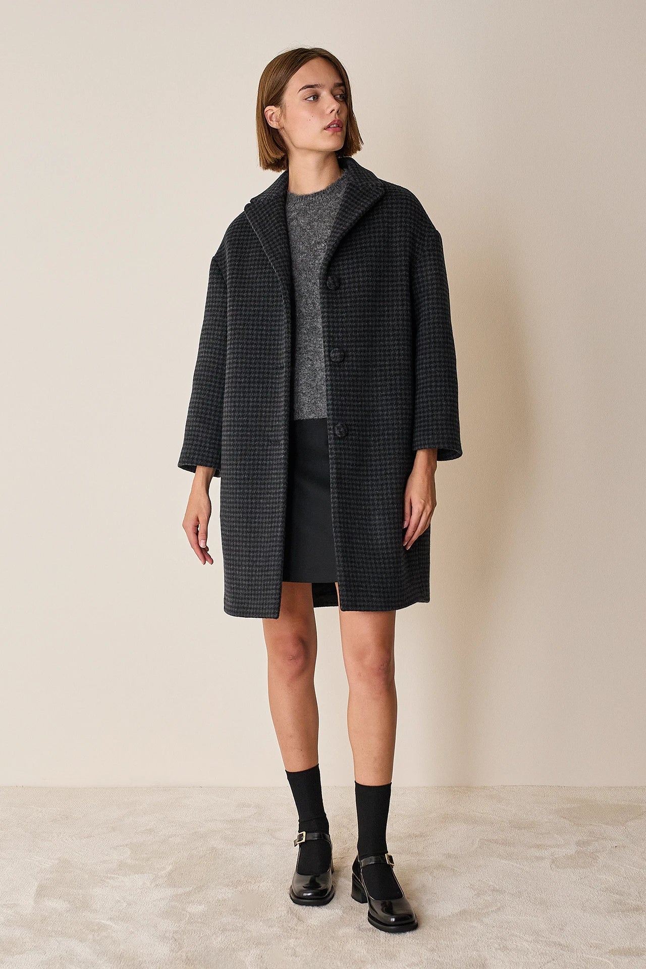 Cappotto a uovo in lana e cashmere