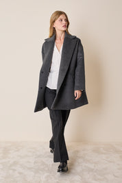 Double-breasted wool and angora coat