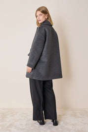 Double-breasted wool and angora coat
