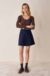 Box pleats mini skirt