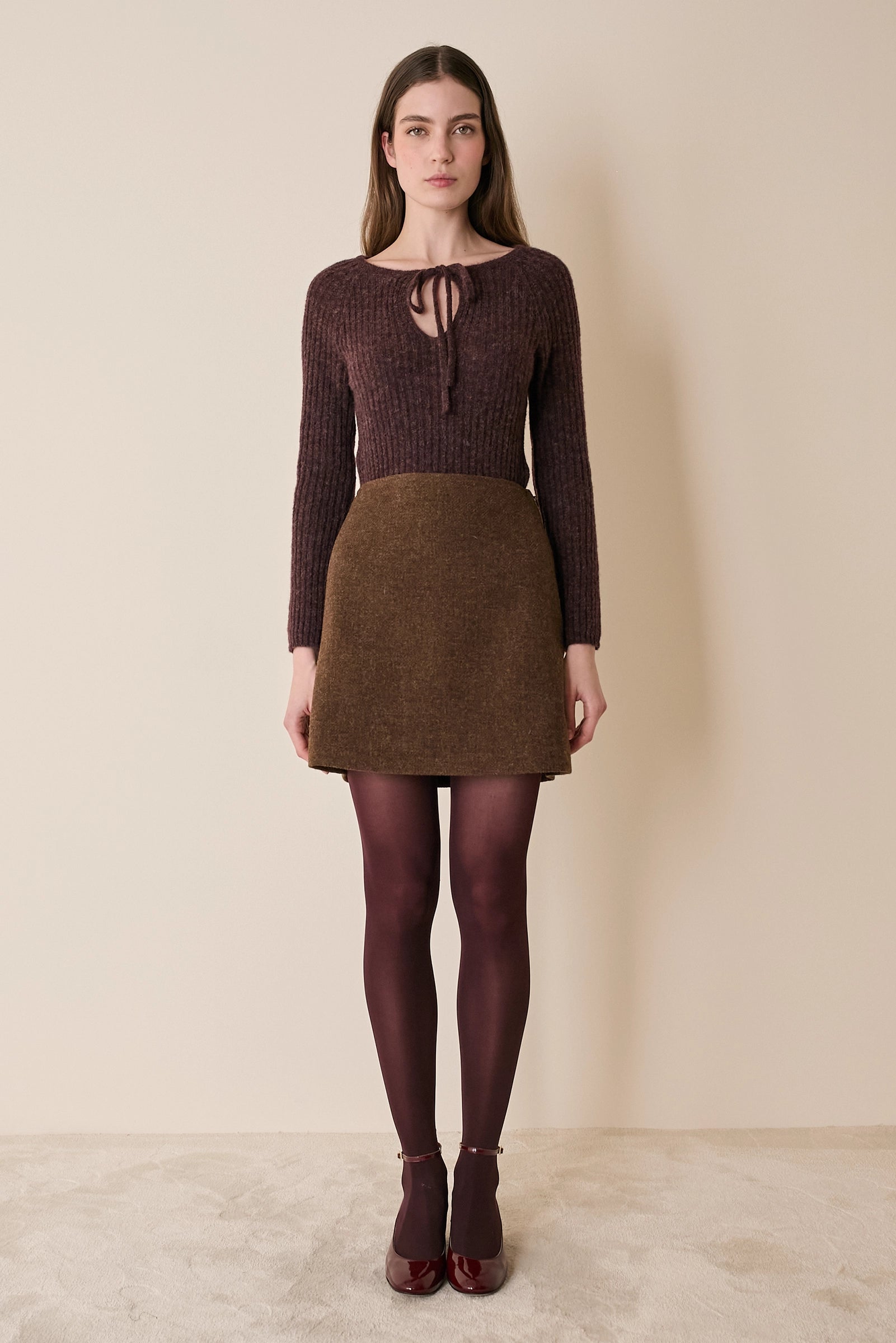 Wool A-line skirt