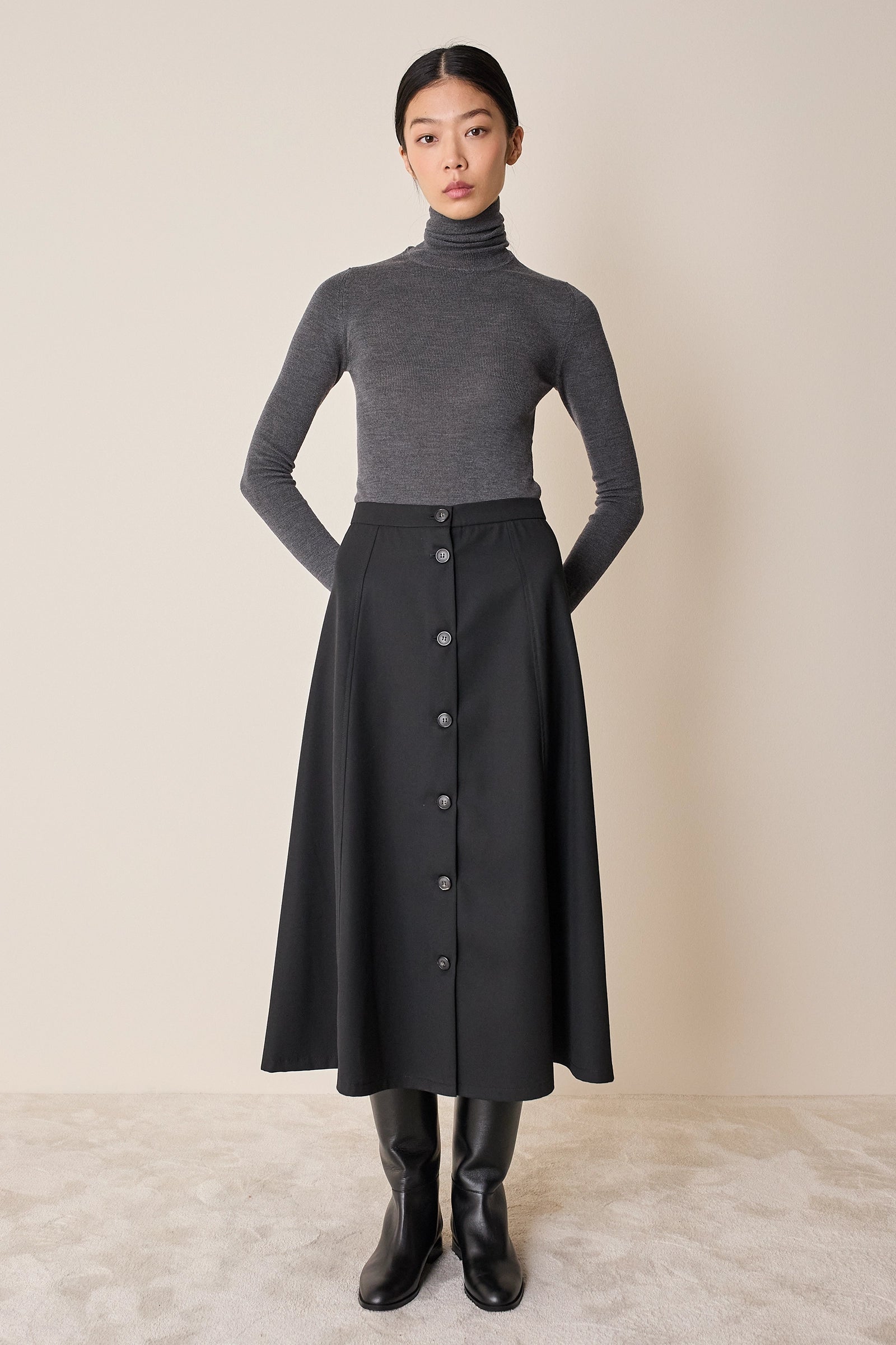 Long skirt with buttons