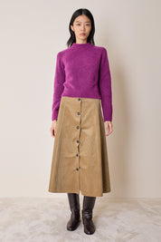Long corduroy skirt with buttons