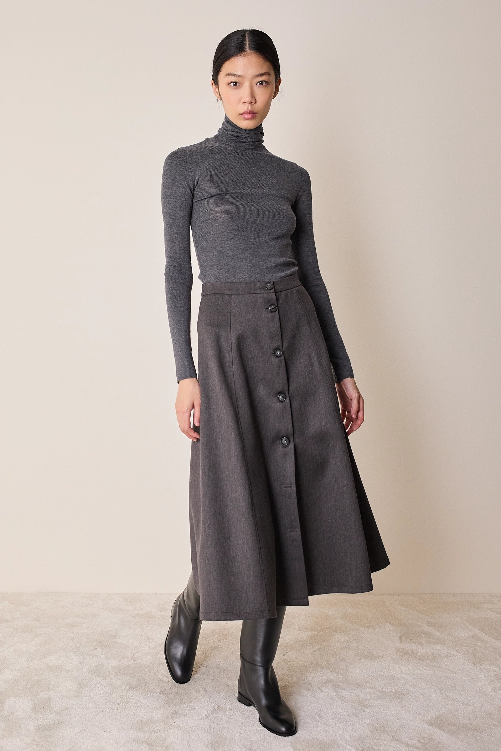 Long skirt with buttons