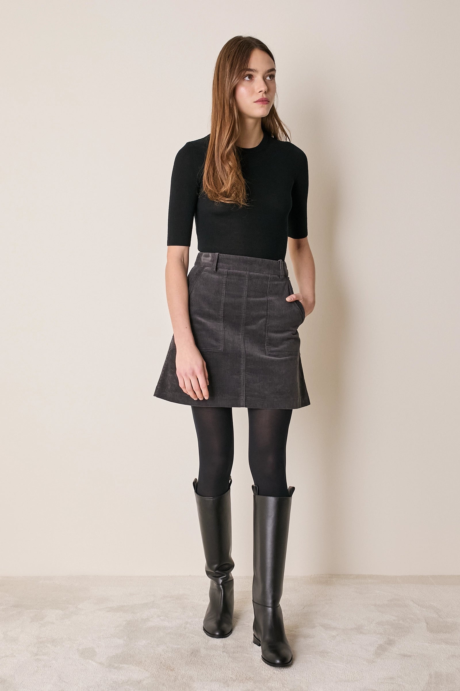 Gonna in velluto a coste