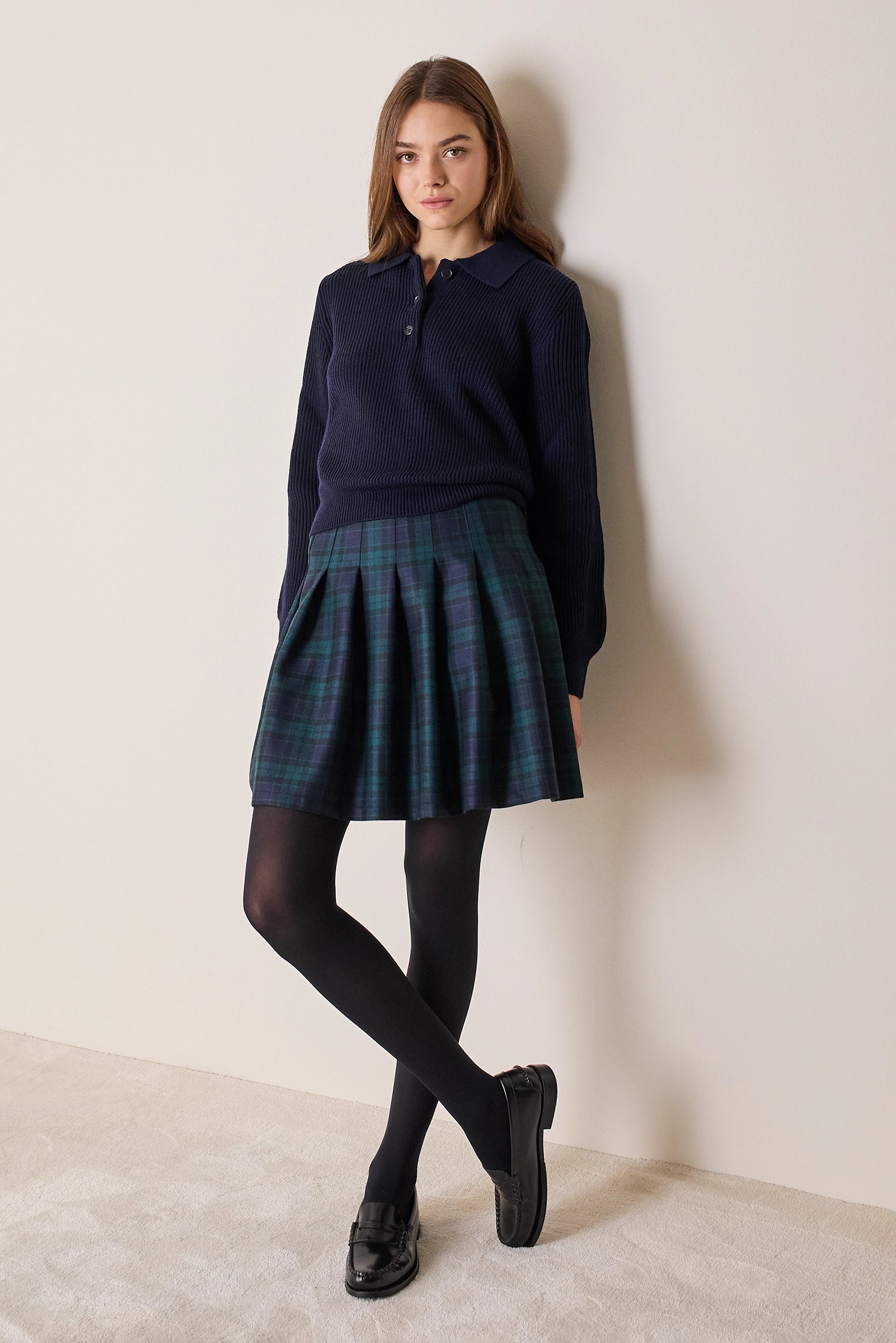 College-style tartan skirt