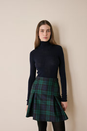Box pleated tartan skirt