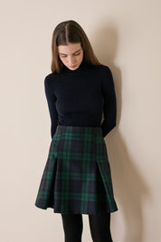 Box pleated tartan skirt