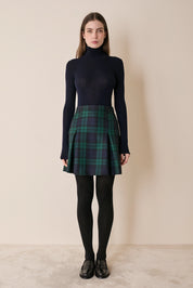 Box pleated tartan skirt