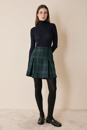 Box pleated tartan skirt