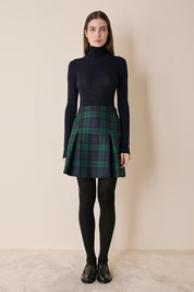 Box pleated tartan skirt