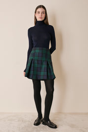 Box pleated tartan skirt