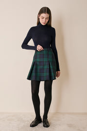 Box pleated tartan skirt