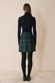 Box pleated tartan skirt