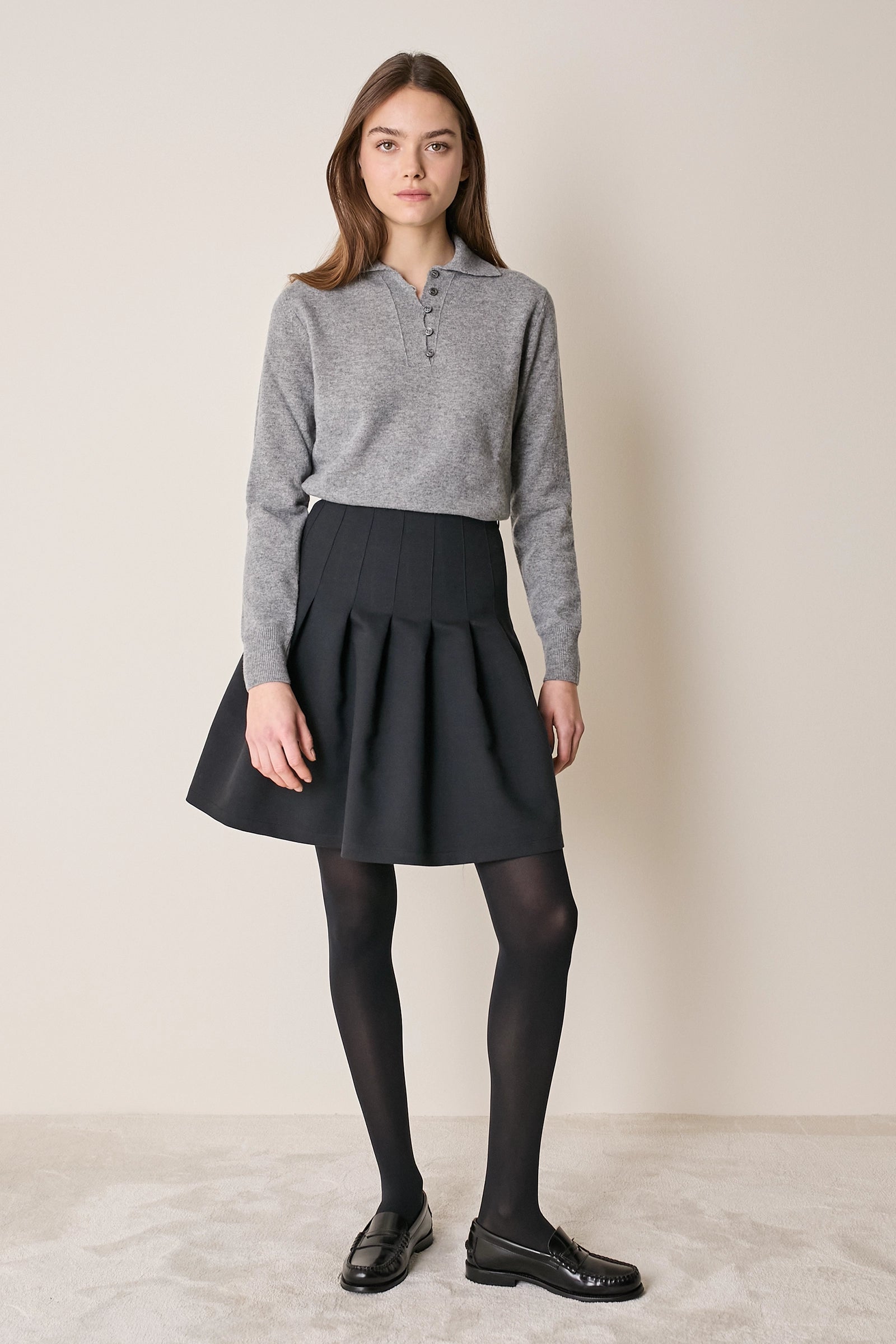 Wool-blend college-style skirt