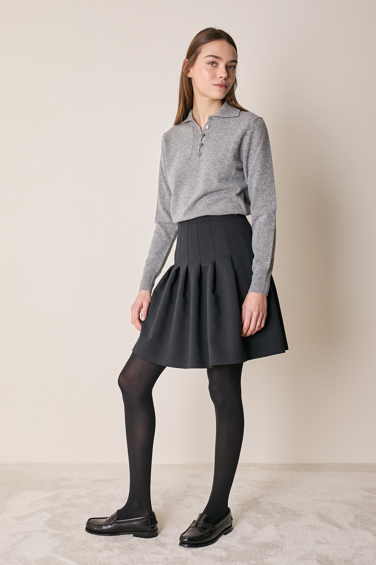 Wool-blend college-style skirt
