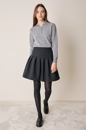 Wool-blend college-style skirt