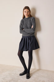 Wool-blend college-style skirt