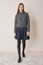 Wool-blend college-style skirt