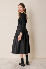 Gonna a pieghe in blend di seta